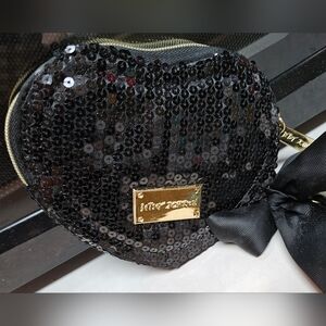 Betsey Johnson Small 6x6 Black Sequin Purse